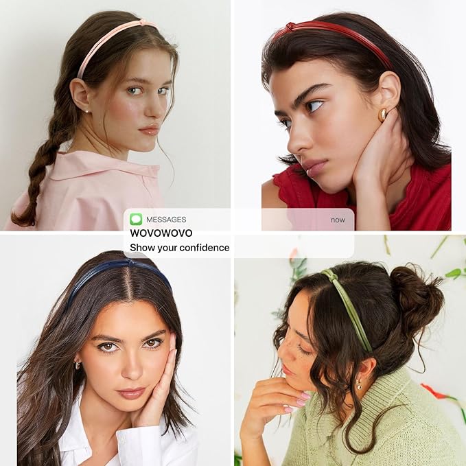WOVOWOVO 5Pcs Leather Headbands for Women Cute Hair Bands for Women's Hair Headbands for Women Trendy Comfortable Thin Head Band Womens Headband Fashion Accessories