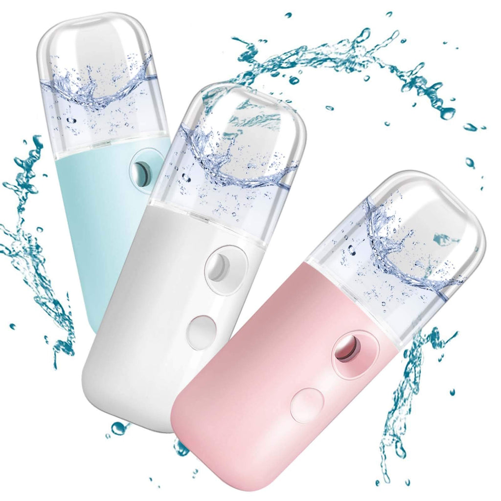 GIVERARE 2 Pack Nano Facial Steamer, Handy Mini Mister, USB Rechargeable Mist Sprayer, 30ml Visual Water Tank Moisturizing&Hydrating for Face, Skin Care, Eyelash Extensions-Pink
