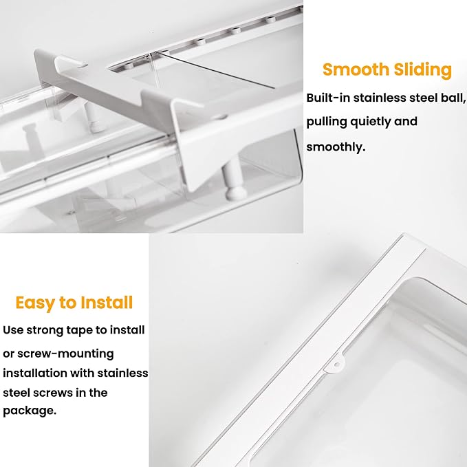 vacane Kitchen Organizer,Under Shelf Pull Out Drawer With Divider,Pantry Drawer Under Cabinet Shelf Coffee Hanging Storage