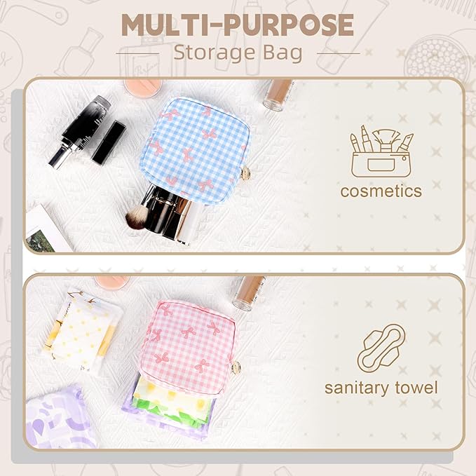 Period Bag for Teen Girls, Canvas Sanitary Napkin Storage Bag with Zipper, Portable Menstrual Pad Bag Tampon Holder for Purse