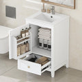 Bellemave 20-inch Solid Wood Bathroom Vanity with Sink, Free Standing Cabinet, Soft Closing Door, Storage Rack, Drawer (White)