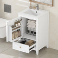 Bellemave 20-inch Solid Wood Bathroom Vanity with Sink, Free Standing Cabinet, Soft Closing Door, Storage Rack, Drawer (White)