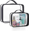 BAGSMART Clear Toiletry Bag with Handle 2-Pack TSA Approved, Black