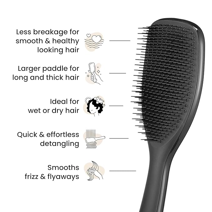 Tangle Teezer Large Ultimate Detangler Brush, Straight to Wavy Hair, Black