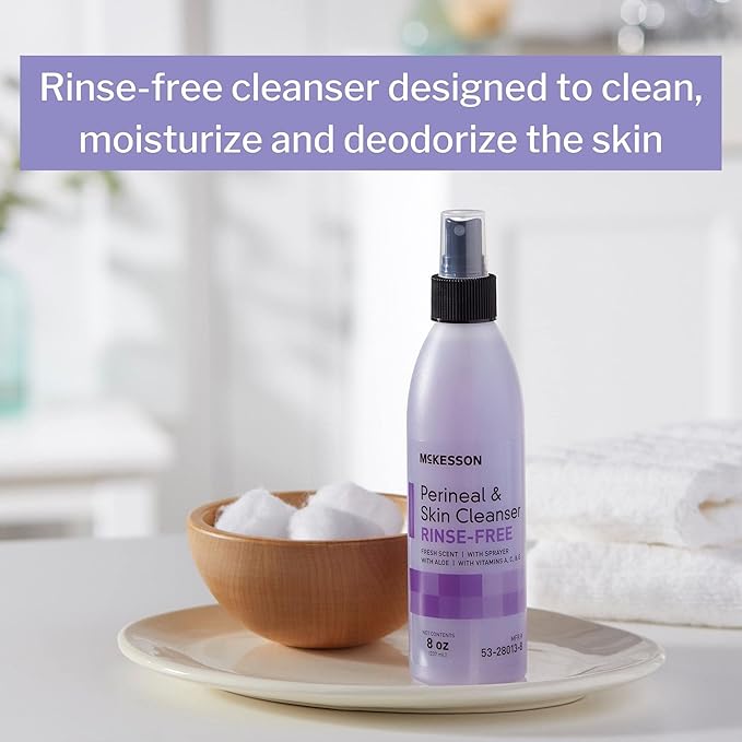 McKesson Perineal Skin Cleanser with Aloe, 8 oz [Pack of 48] Rinse-Free Body Wash for Incontinence or Ostomy Care, Fresh Scent