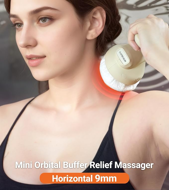 RapidGun Prime Handheld Mini Orbital Therapy Massager - Rotating & Vibrating Deep Tissue Massager, Adjustable Multi-Speed Trigger Point Massage Tool for Body Pain Relief, Portable Muscle Recovery Gift
