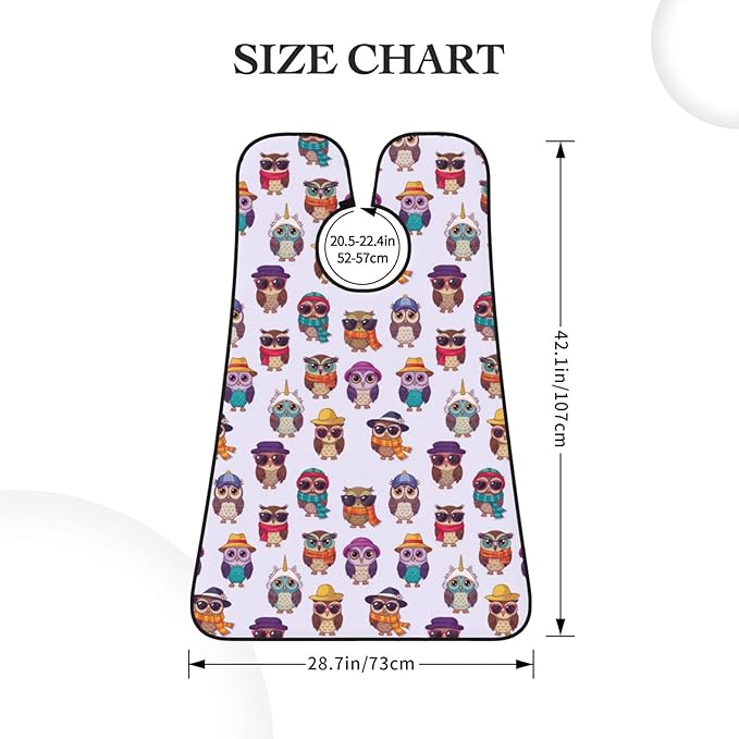 Strong Suction Cup Beard Grooming Bib, Non-Stick Hair Catcher, Waterproof, for Shaving, Cute Cartoon Owls