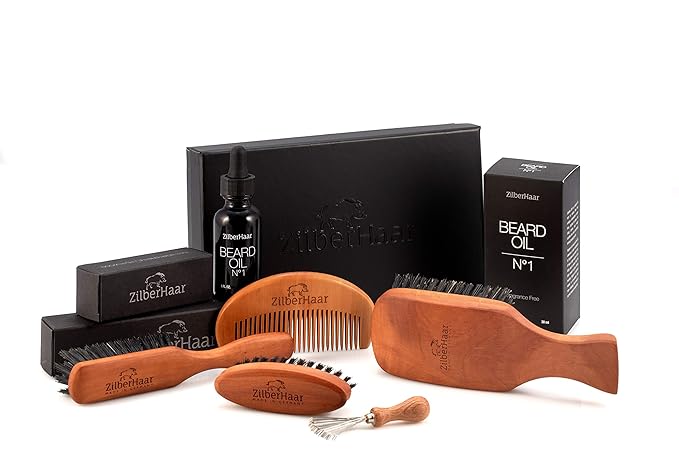 ZilberHaar Major Hair & Beard Brush, Stiff Boar Bristles, Natural Hardwood