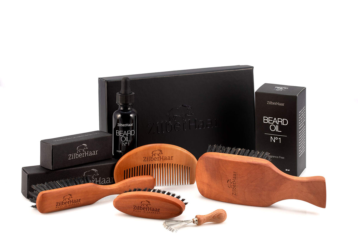 ZilberHaar Major Hair & Beard Brush, Stiff Boar Bristles, Natural Hardwood