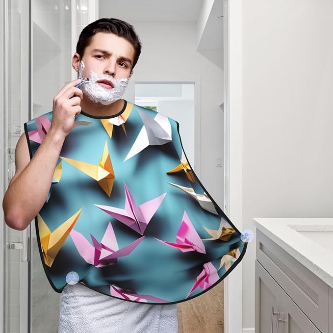 Pinks Cotton Candy Print Beard Bib Shaving Apron, Beard Hair Trimming Cape Gift For Dad
