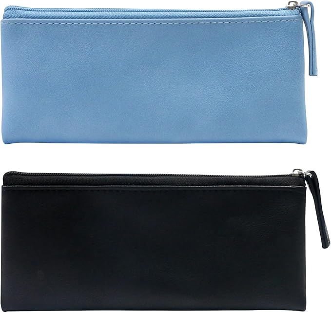 SumDirect PU Leather Cosmetic Bags - Small Soft Makeup Pouches for Purse with Zipper, Simple Comestic Organizer