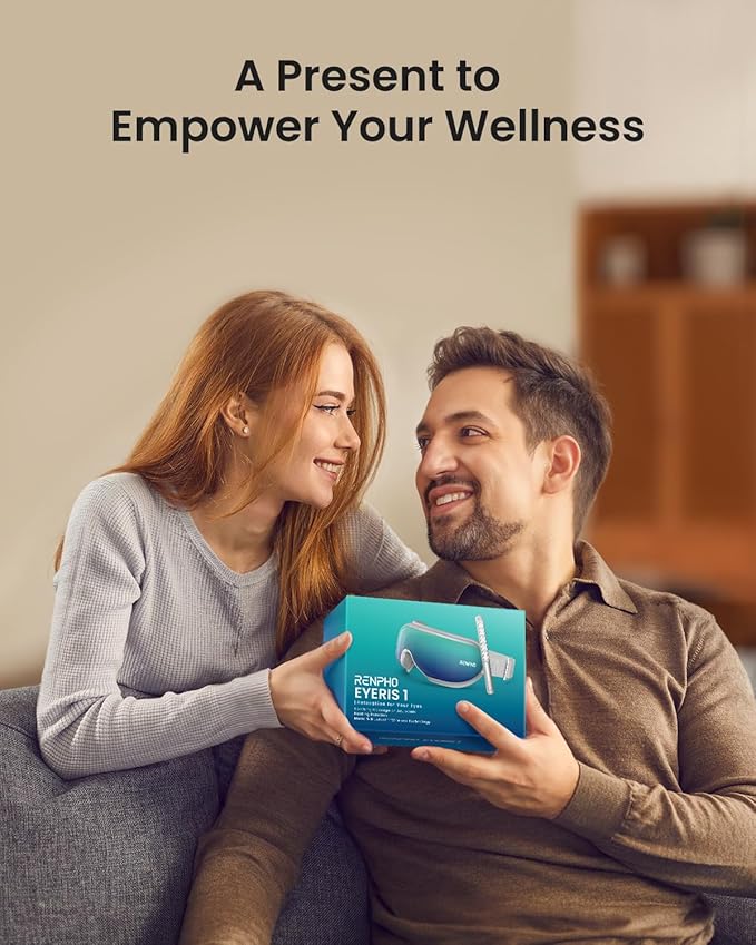 RENPHO Eye Massager with Heat, FSA Eligible HSA,Gifts for Men,Women,Eyeris 1 Eye Massager with Remote, Sleep Mask for Relieves Head Tension, Soothe & Refresh, Enhance Rest, Gradient Green