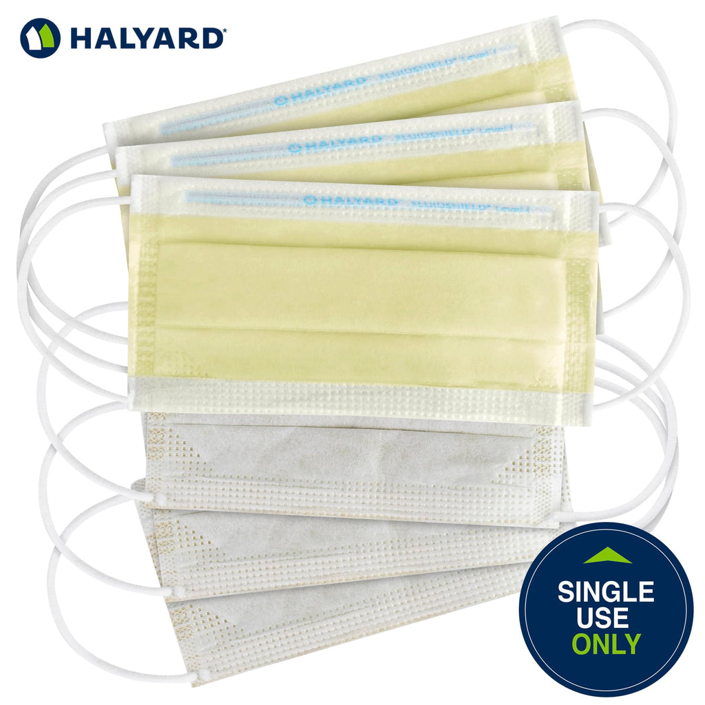 HALYARD Level 1 Disposable Procedure Mask, Earloops, Yellow, 47567 (Case of 500)