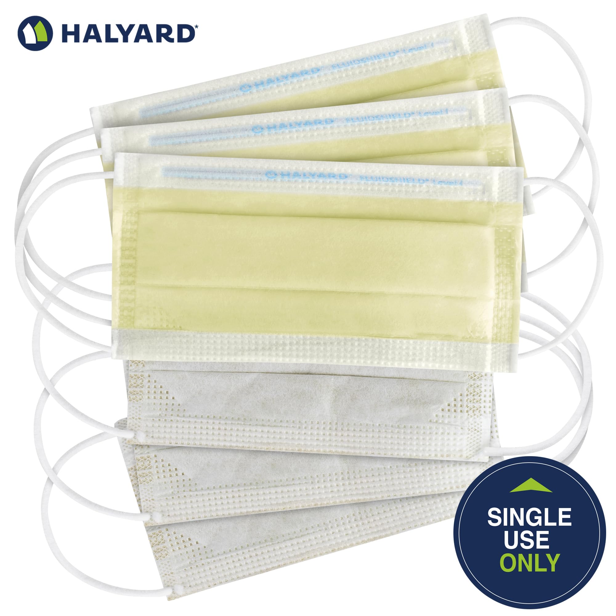 HALYARD Level 1 Disposable Procedure Mask, Earloops, Yellow, 47567 (Case of 500)