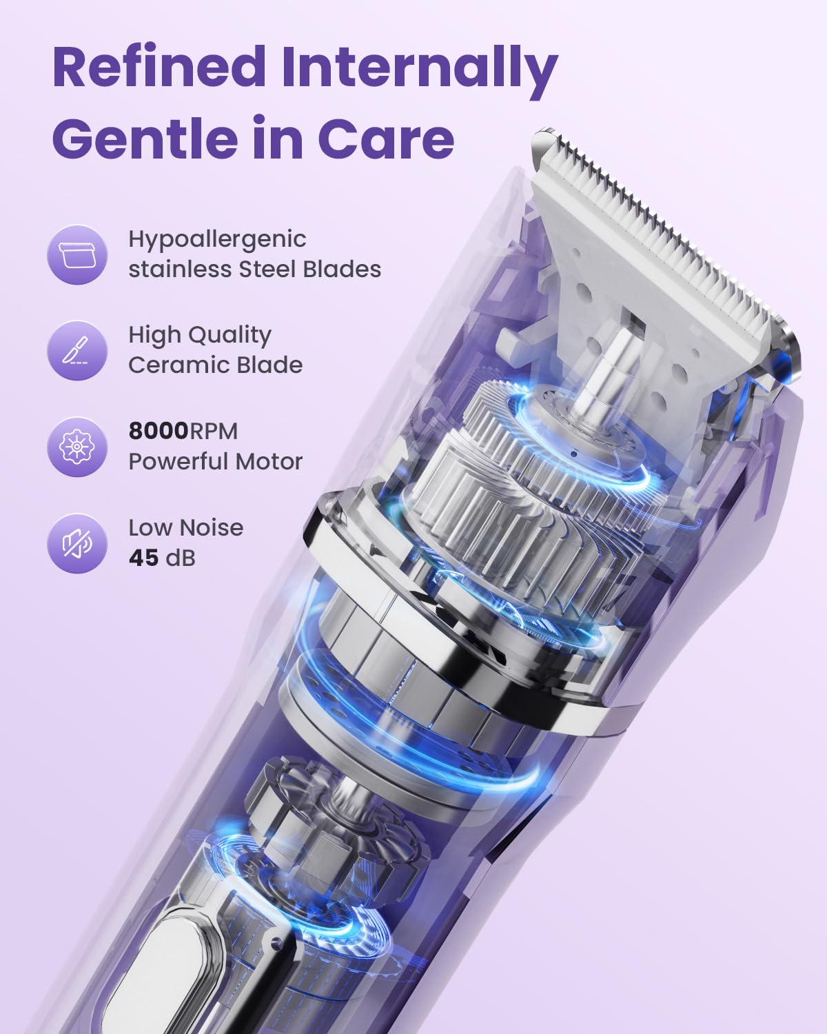 Bikini Trimmer for Women - 5 in 1 Electric Razors for Ladys Pubic Facial Nose Body Leg Hair Removal, Waterproof Electric Shaver for Women Private Area Sensitive Skin, Personal Hair Trimmer-Purple