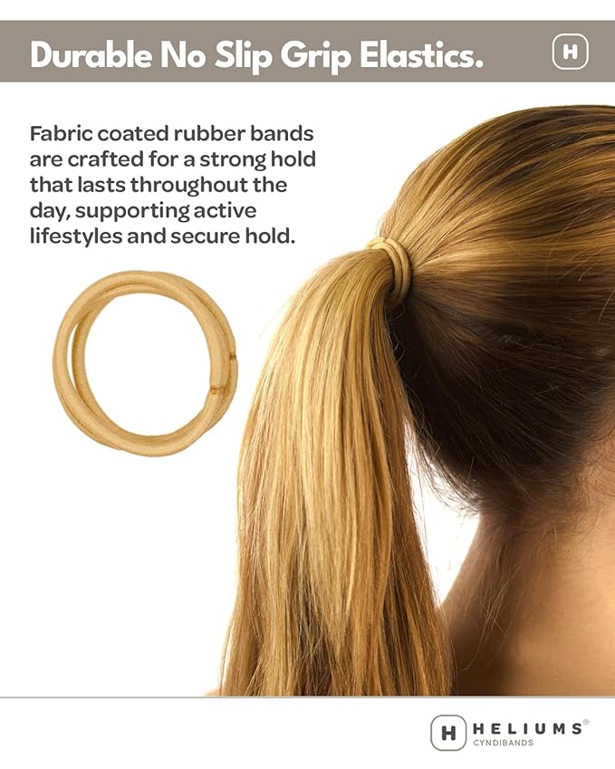 Cyndibands Elastic Hair Ties – Light Blonde - No Damage 4mm Ponytail Holders for Women & Kids, 24-Pack Hair Elastics in Neutral Colors