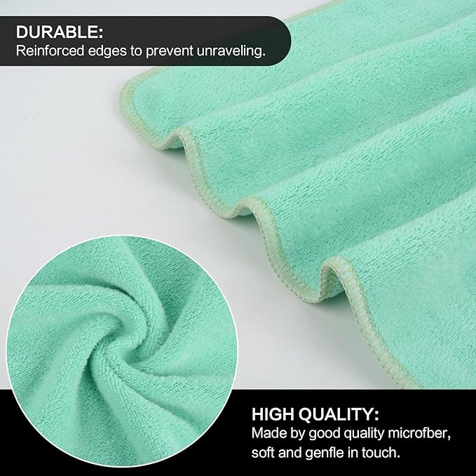 Microfiber Facial Cloths Fast Drying Washcloth 12inch x 12inch Green 6 pack