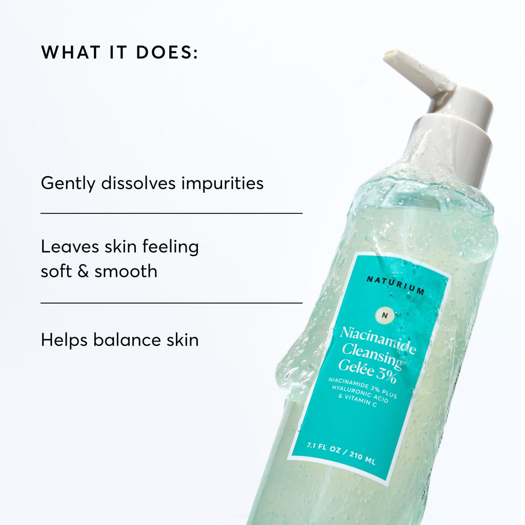 Naturium Niacinamide Cleansing Gelée 3%, Gel Face Cleanser, 7.1 fl oz