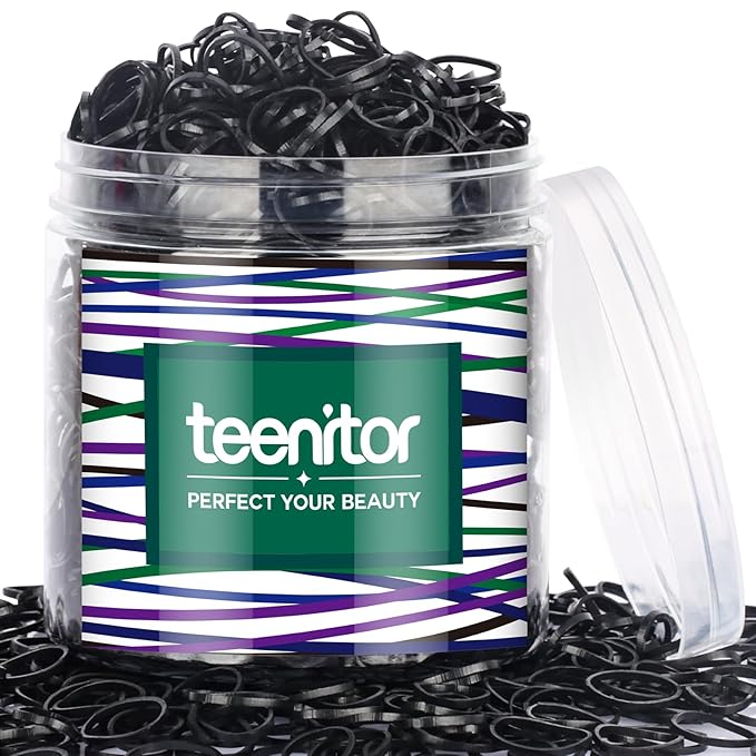 Teenitor 2000pcs Black Hair Rubber Bands Soft Elastic Hair Ties for Kids Girls Elastic Ties Braids