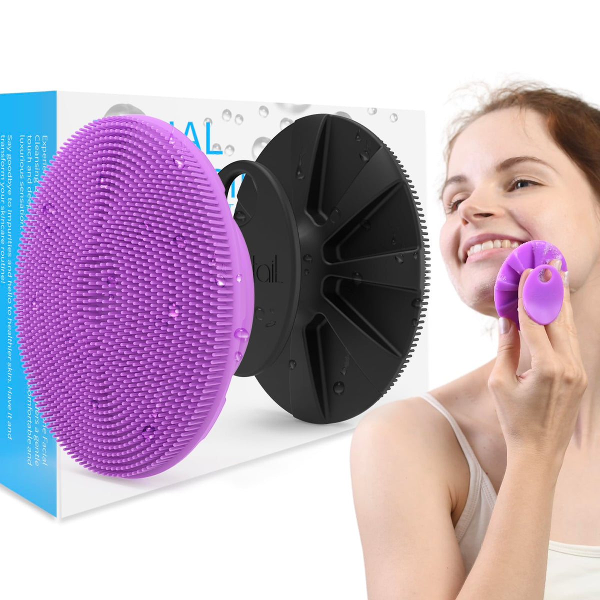 Silicone Face Scrubber 2 Pack, BEAUTAIL Manual Facial Cleansing Brush