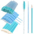 300 PCS Eyelash Extension Supplies Kit, Disposable Micro Swab Brush, Eyebrow Spoolie, Lip Brush, Mascara Wand Applicator (Light blue kits)