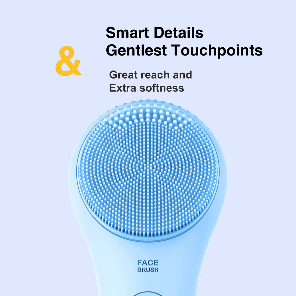 NågraCoola Electric Facial Cleansing Brush - Waterproof and Rechargeable, Exfoliates, Cleanses and Massages Skin - Light Blue