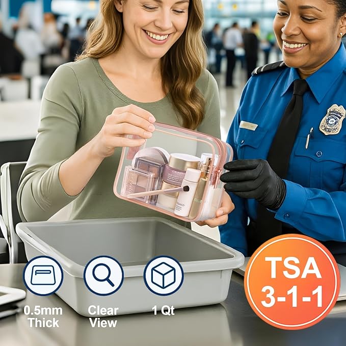 PACKISM TSA Approved Toiletry Bag - Clear Makeup Bag for Travel, Nude Pink