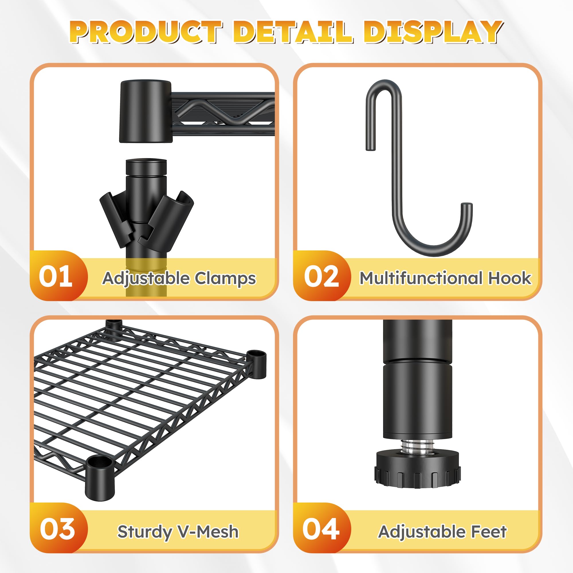REIBII Mini Fridge Shelf with Storage, 2-Tier Adjustable Metal Shelving Unit with 8 Hooks,176 LBS Heavy Duty Organizer Rack for Dorm Room,Apartment, Kitchen and Office,52.36" H x 26.38" W x 18.1" D