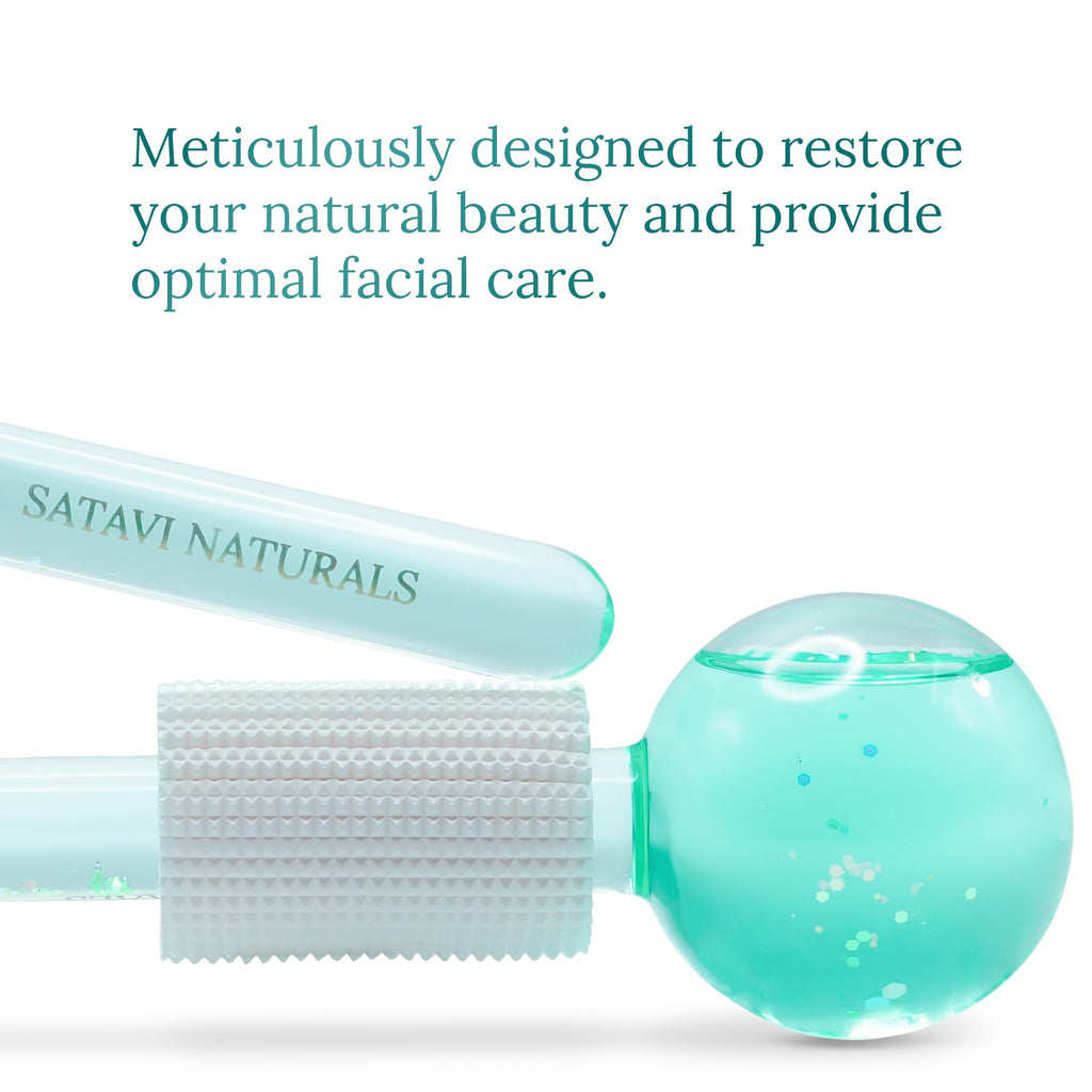 Satavi Naturals Beauty Ice Globes (Heat-Resistant & Freezer-Safe) Luxurious Facial Tools for Radiant Skin, Enhances Circulation to Tighten Skin, Reduce Puffiness, Minimize Pores, Alleviate Tension