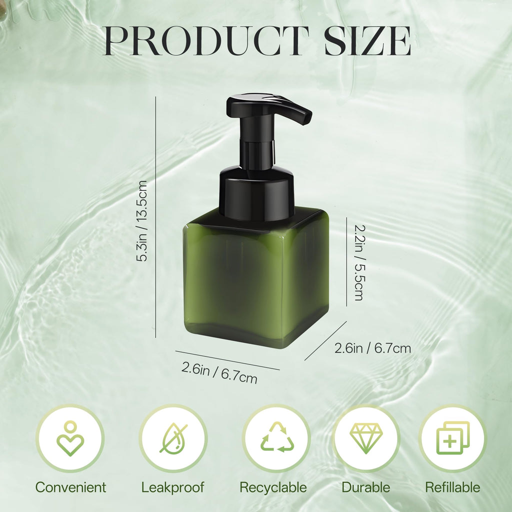 30 Pcs 8.5 oz Foaming Soap Dispenser Plastic Foaming Pump Bottle, Refillable Dispenser with Plastic Pump, Empty Hand Bottles for Liquid Soap, Shampoo, Bathroom,Hotel,Restaurant (30, Green)