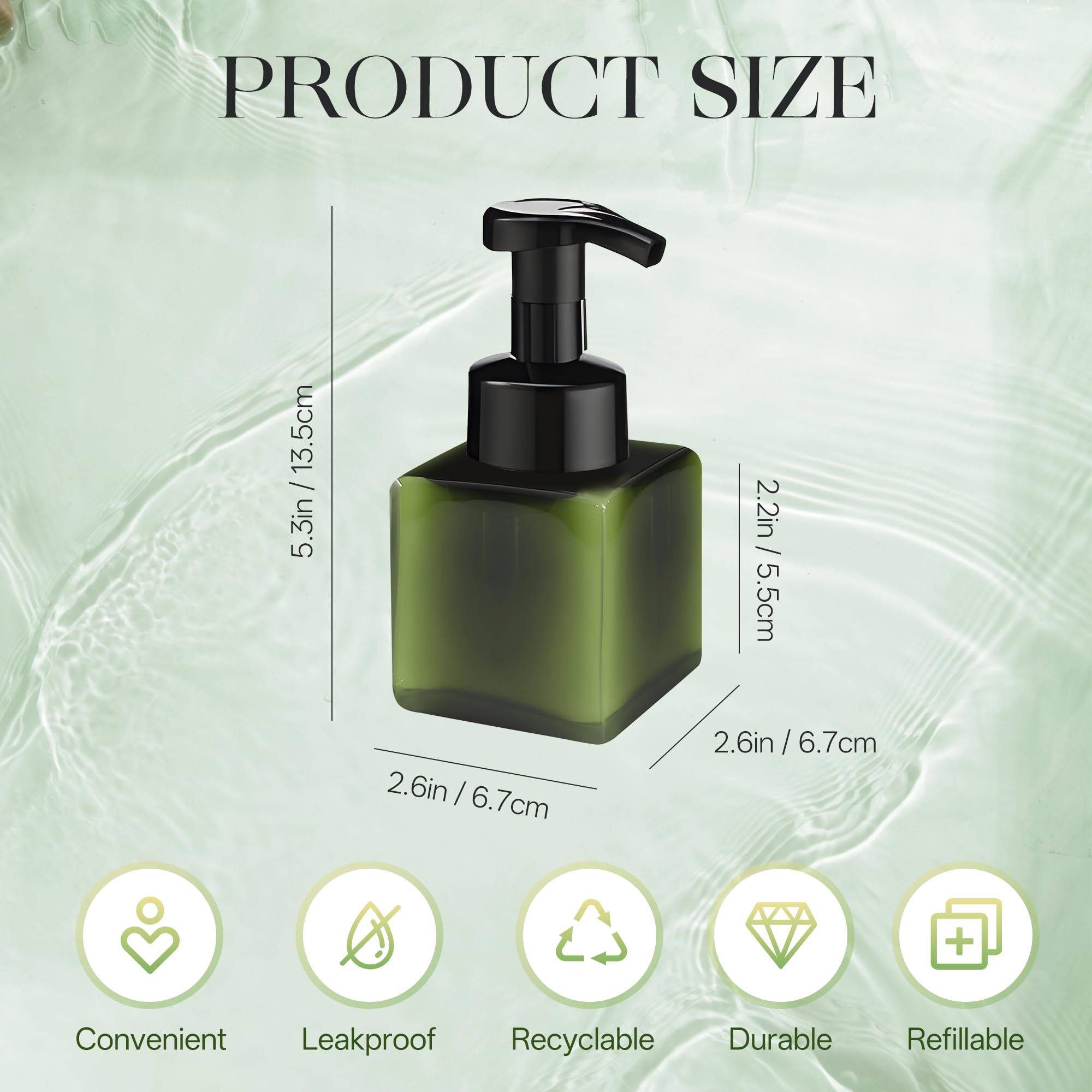 30 Pcs 8.5 oz Foaming Soap Dispenser Plastic Foaming Pump Bottle, Refillable Dispenser with Plastic Pump, Empty Hand Bottles for Liquid Soap, Shampoo, Bathroom,Hotel,Restaurant (30, Green)