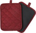 Glynniss Anti-Slip Grip Pot Holder for Kitchen, Cotton Oven Pot Holders Set with Neoprene for Heat Resistant 450F, 7x9 Inches Potholder Machine Washable 2PCS (Wine, 2)
