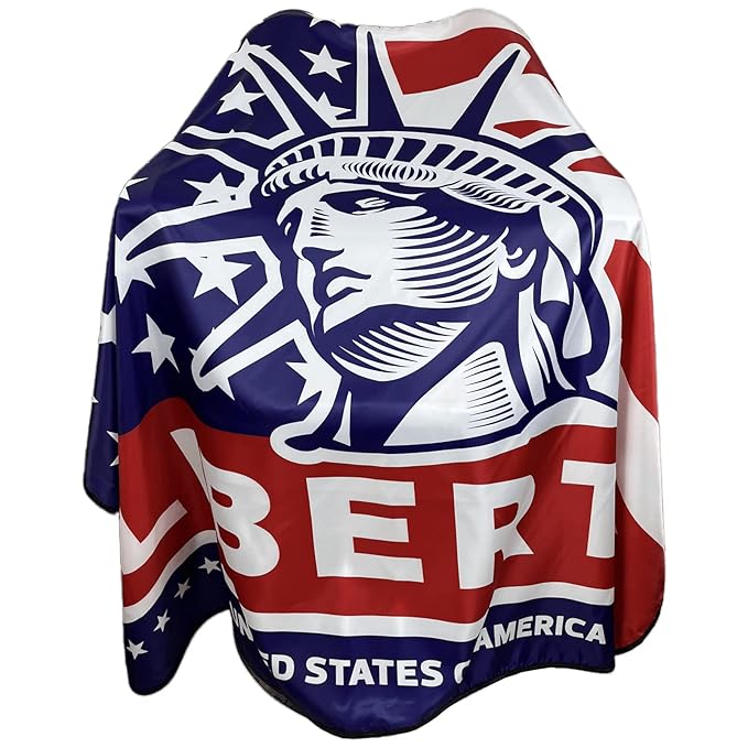 Barber Cape for Men, Haircut Cape Snap Closures, Professional Large Water-Resistant Hairdressing Gown for Hairstylist- 63”× 56”(American Flag Pattern)