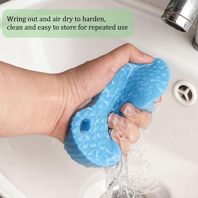 2Pcs Magic Exfoliating Bath Sponge, 3D Ultra Soft Deep Cleansing Body Sponge with Lanyard, Gently and Painlessly Removes Dead Skin & Impurities, Skin Friendly Reusable Sponges (Blue + Dark Green)