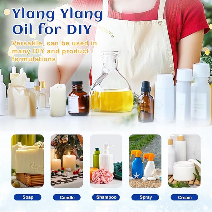 HIQILI Ylang-Ylang Essential Oil for Diffuser, Aromatherapy, DIY Perfumes