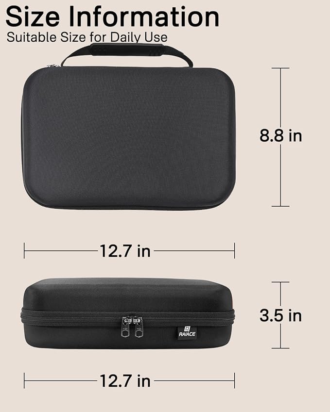 RAIACE Hard Storage Case Compatible with Hair Clippers, Protective Carrying Bag for Barber Accessories/for Guard Grooming Kits. (case only) - Black