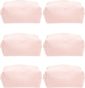 PAZIMIIK Cozy Makeup Bag for Women,Zipper Cosmetic Pouch,Waffle Pink,6 Pack