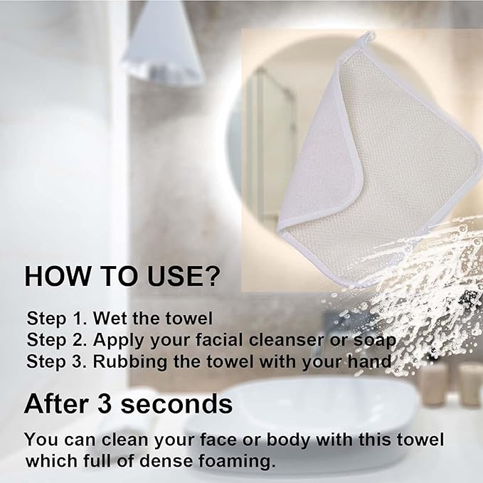 PPHAO BASIC - Soft Weave Washcloth for Face - Face Washcloths - Exfoliating Washcloths for Dead Skin - Exfoliating Towel Pack - Bulk - Washcloths Scrubber for Body and Face - Towel - 6 Pack