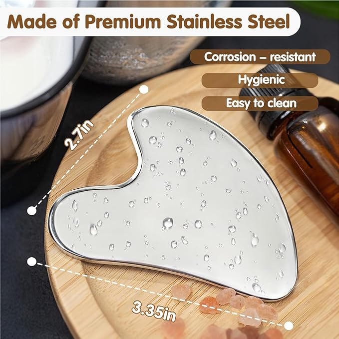 Flagest Stainless Steel Gua Sha Facial Tools, Metal Guasha Tool for Face
