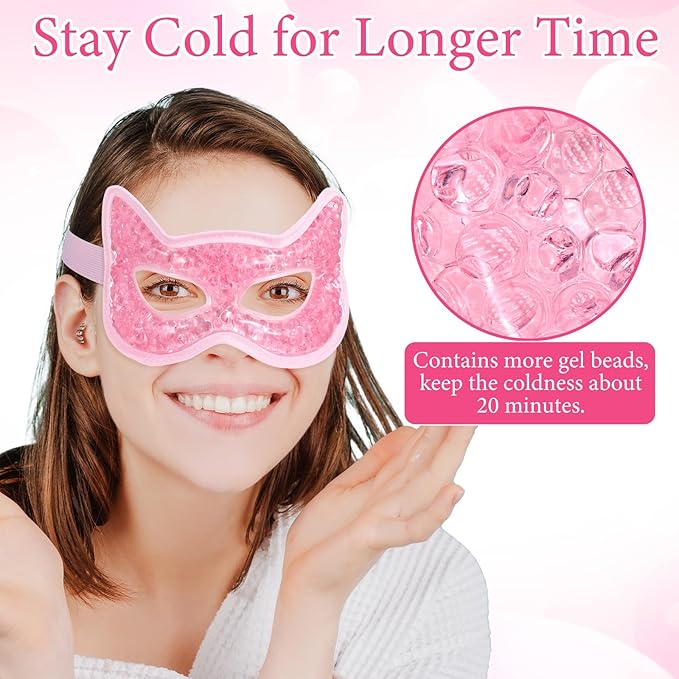 Qianyu Cooling Eye Mask Gel Bead Eye Packs Hot Cold Compress Reusable Face Mask for Dry Puffy Eyes Puffiness Dark Circles Headaches Sleeping Stress Relief Skin Care Men Women