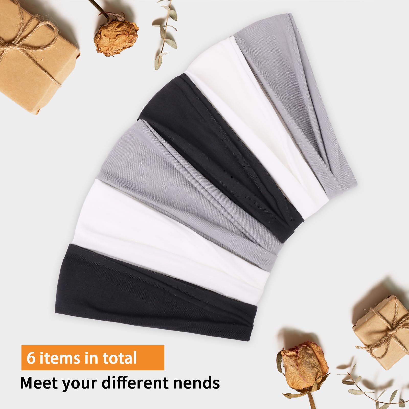 RuiYok Workout Wide Headbands for Women Non Slip Head Bands,6 Packs
