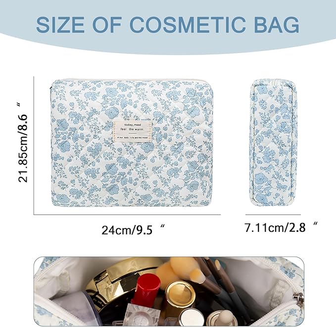 Gosect Makeup Bag Set, Cute Cosmetic Bag for Women Girls, Floral Coquette Aesthetic Toiletry Bag, Travel Make Up Organizer Bag (BDLH)