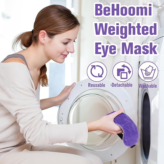 BeHoomi Heated Eye Mask, Weighted Sleep Mask Warm Compress for Eyes, Cooling Eye Mask for Sleeping, Reusable Eye Masks for Home, Office, Hot and Cold for Eye Relaxation, Gifts for Women (Purple)