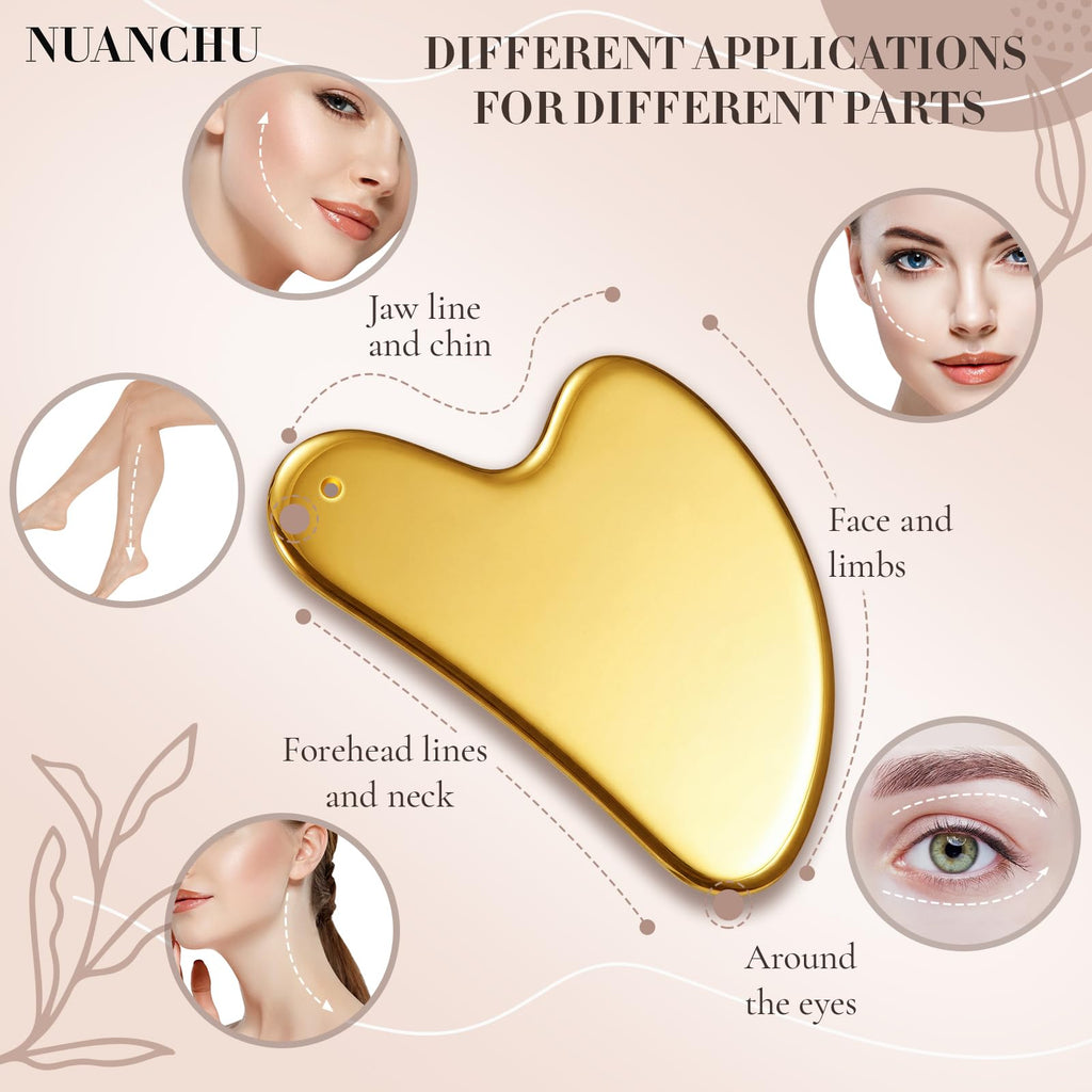 Nuanchu 304 Stainless Steel Gua Sha Facial Tool Gold