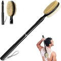 Back Scrubber for Shower with Long Handle, Dual-Sided Bath Brush for Wet & Dry Brushing, Soft & Stiff Bristles Body Exfoliator, Adjustable Detachable Shower Brush for Back, Legs & Feet