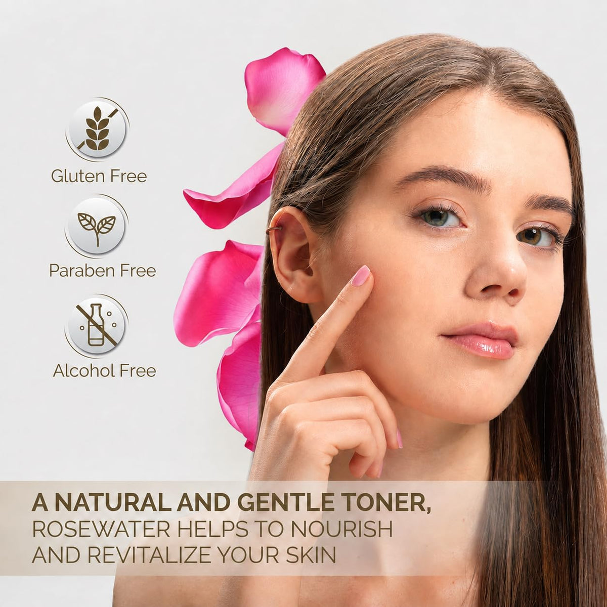 Rose Water Hydrating Toner Spray – Organic Aloe Vera & Hibiscus Face Mist, Alcohol Free & Dermatologist Tested for Sensitive & All Skin Types – 120ml