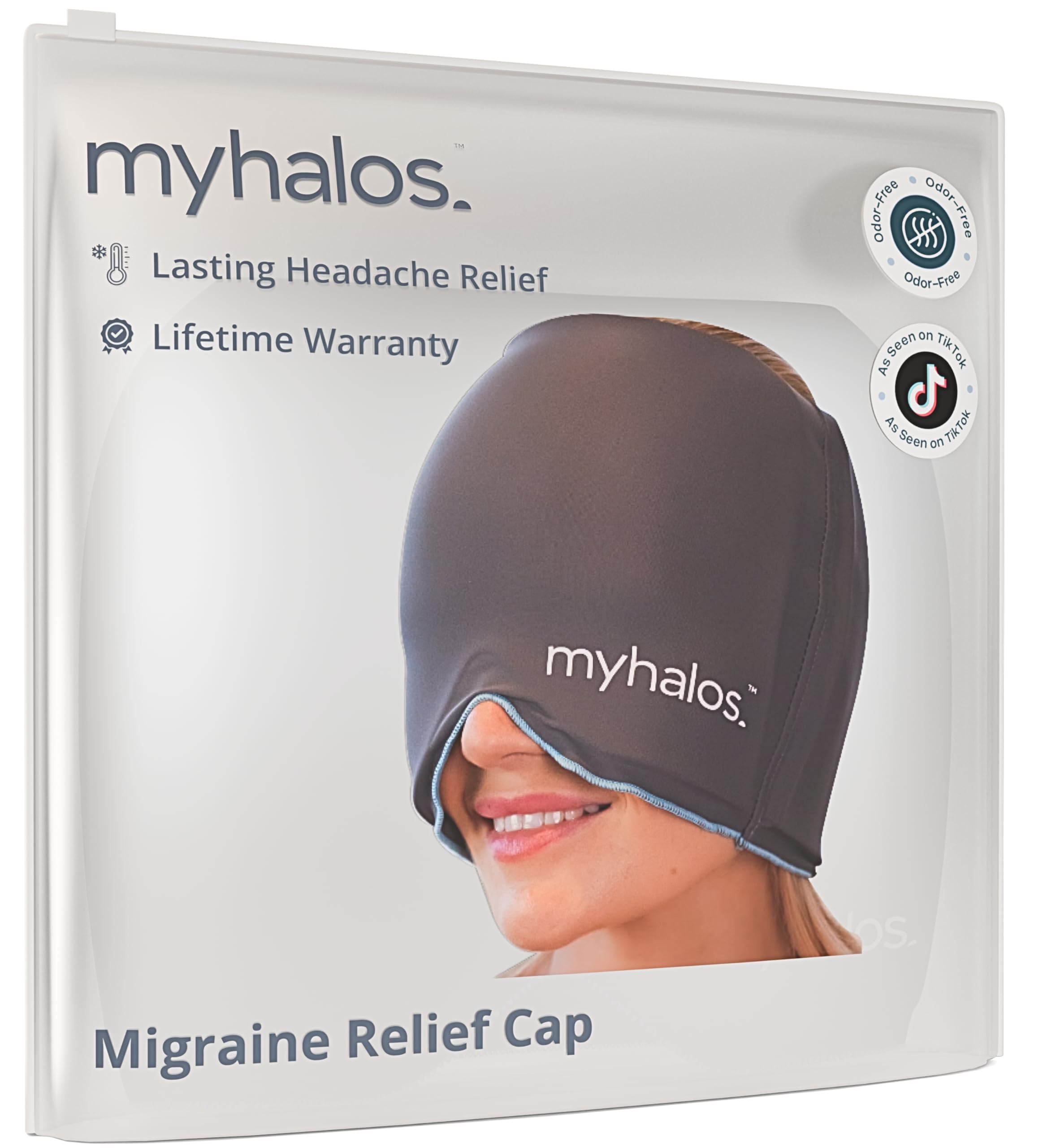 MyHalos Migraine & Headache Relief Cap, 30% More Gel, Hot & Cold Ice Wrap