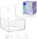 Acrylic Tissue Box Holder Wall Mounted, Clear Square Tissue Dispenser with Self Adhesive Hook and Screws, Classic Tissue Box Cover Tissues Organizer for Bathroom Toilet Kitchen Desk Cabinet RV