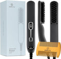 Aberlite EDC - Premium Beard Straightener Brush - Professional Heated Straightening Comb and Grooming Kit for Men (Gray)