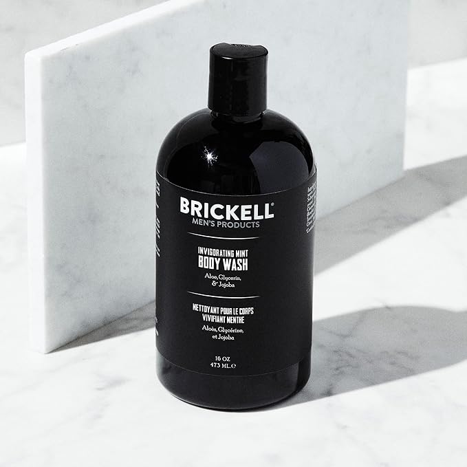 Brickell Men's Invigorating Body Wash for Men, Deep Cleaning Shower Gel with Aloe, Jojoba, and Vitamin E, Scented (Invigorating Mint, 16 oz)